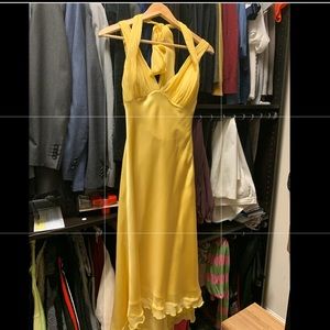 Beautiful Yellow Halter Cocktail Dress